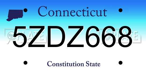 5ZDZ668 Connecticut License Plate