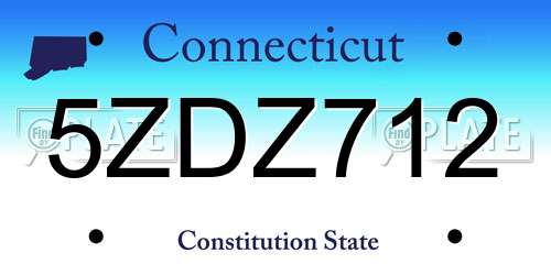 5ZDZ712 Connecticut License Plate