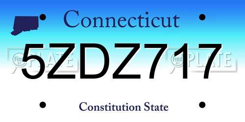 5ZDZ717 Connecticut License Plate