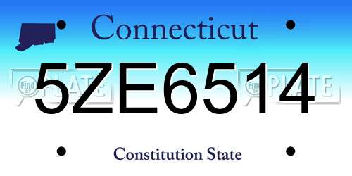 5ZE6514 Connecticut License Plate