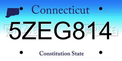 5ZEG814 Connecticut License Plate