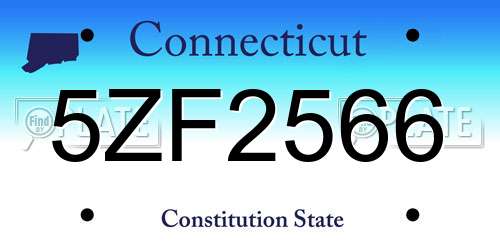 5ZF2566 Connecticut License Plate