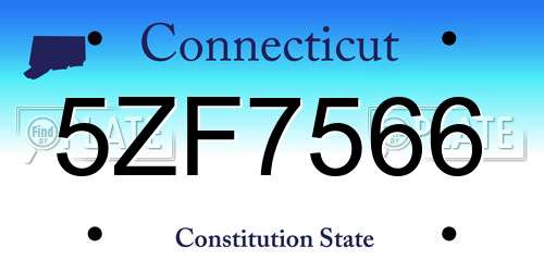 5ZF7566 Connecticut License Plate