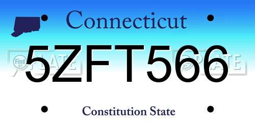 5ZFT566 Connecticut License Plate