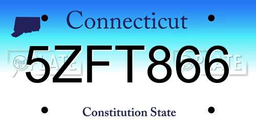 5ZFT866 Connecticut License Plate