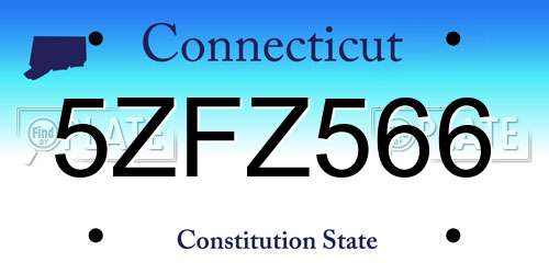 5ZFZ566 Connecticut License Plate