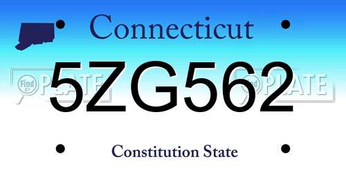 5ZG562 Connecticut License Plate