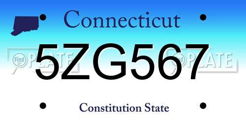 5ZG567 Connecticut License Plate