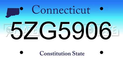 5ZG5906 Connecticut License Plate