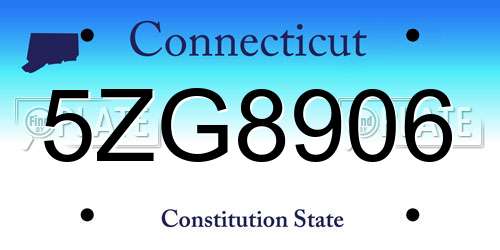 5ZG8906 Connecticut License Plate