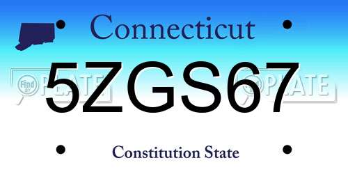 5ZGS67 Connecticut License Plate