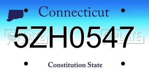 5ZH0547 Connecticut License Plate