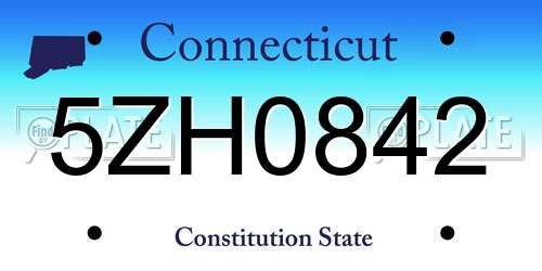 5ZH0842 Connecticut License Plate