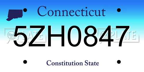 5ZH0847 Connecticut License Plate