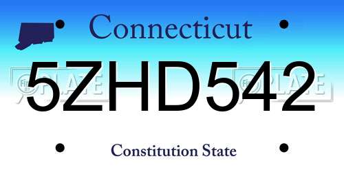 5ZHD542 Connecticut License Plate