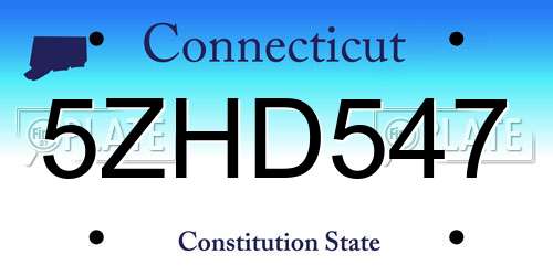 5ZHD547 Connecticut License Plate