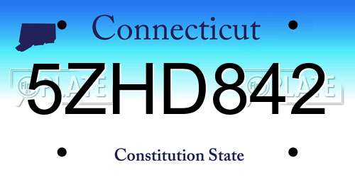5ZHD842 Connecticut License Plate