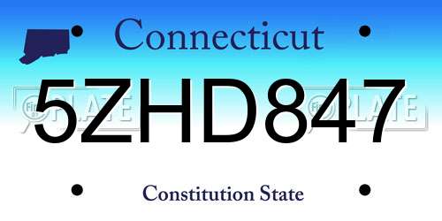 5ZHD847 Connecticut License Plate