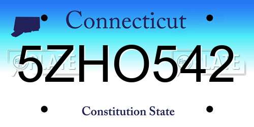 5ZHO542 Connecticut License Plate