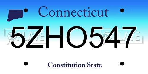 5ZHO547 Connecticut License Plate