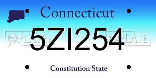 5ZI254 Connecticut License Plate
