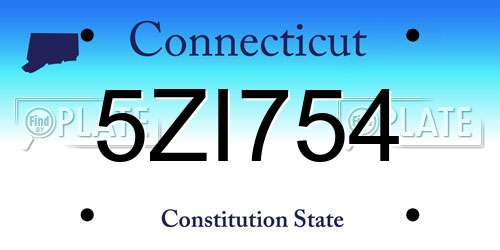 5ZI754 Connecticut License Plate