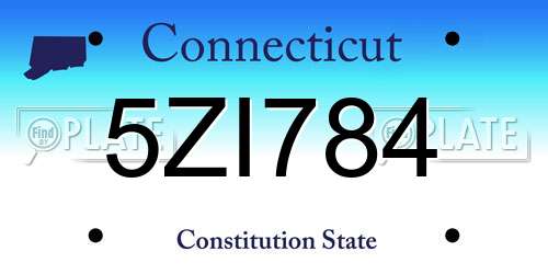 5ZI784 Connecticut License Plate