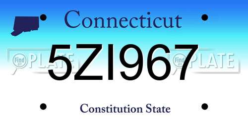 5ZI967 Connecticut License Plate