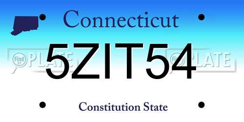 5ZIT54 Connecticut License Plate