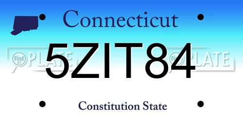 5ZIT84 Connecticut License Plate