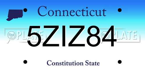 5ZIZ84 Connecticut License Plate