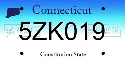 5ZK019 Connecticut License Plate