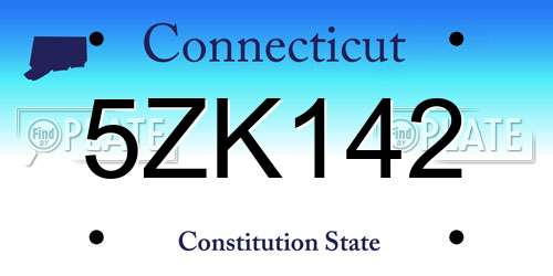 5ZK142 Connecticut License Plate
