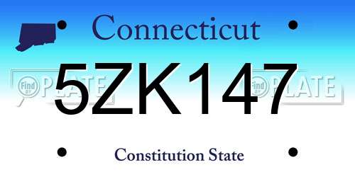 5ZK147 Connecticut License Plate