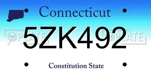 5ZK492 Connecticut License Plate