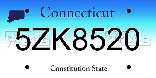 5ZK8520 Connecticut License Plate