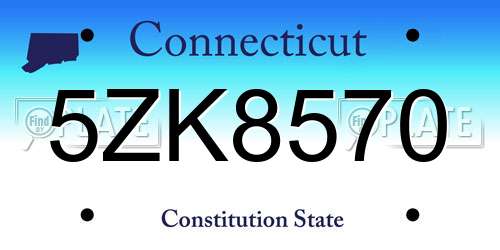 5ZK8570 Connecticut License Plate