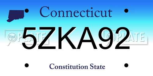 5ZKA92 Connecticut License Plate