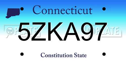 5ZKA97 Connecticut License Plate