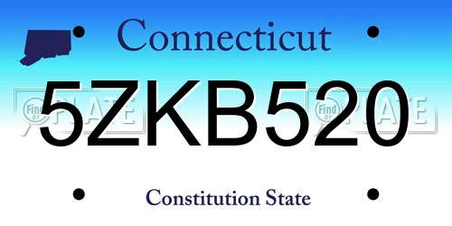 5ZKB520 Connecticut License Plate