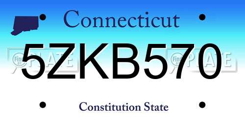 5ZKB570 Connecticut License Plate