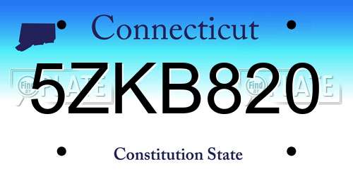 5ZKB820 Connecticut License Plate