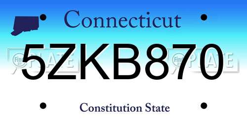 5ZKB870 Connecticut License Plate