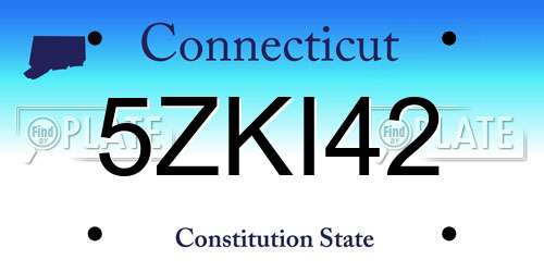 5ZKI42 Connecticut License Plate