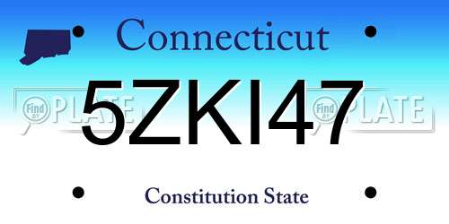 5ZKI47 Connecticut License Plate