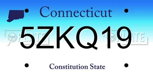 5ZKQ19 Connecticut License Plate