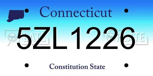 5ZL1226 Connecticut License Plate