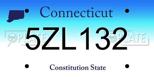 5ZL132 Connecticut License Plate