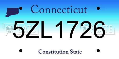 5ZL1726 Connecticut License Plate
