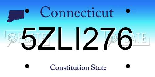 5ZLI276 Connecticut License Plate